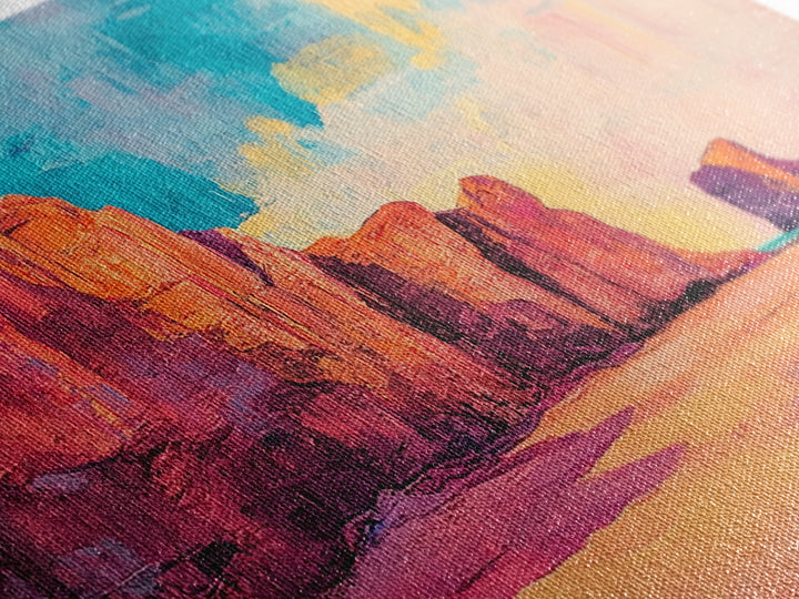 Desert Cliffs, Coastal Decor, Sunset Painting, Landscape Art, Panoramic Painting, Coastal Landscape Art, Canvas Print, Rustic Decor