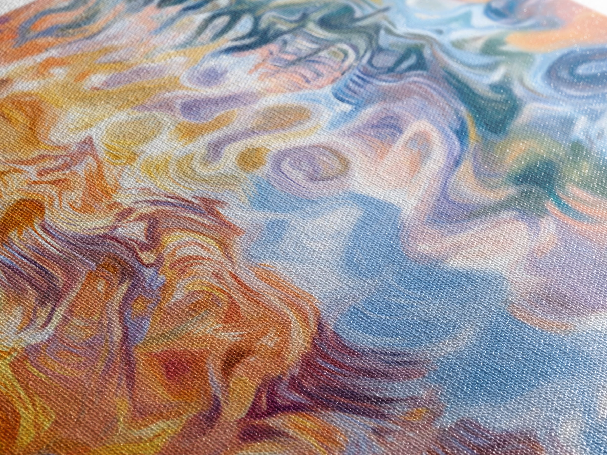 Abstract Water, Nautical Wall Art, Blue and Green Wall Art, Panoramic Painting, Extra Wide Art, Canvas Print, Living Room Art