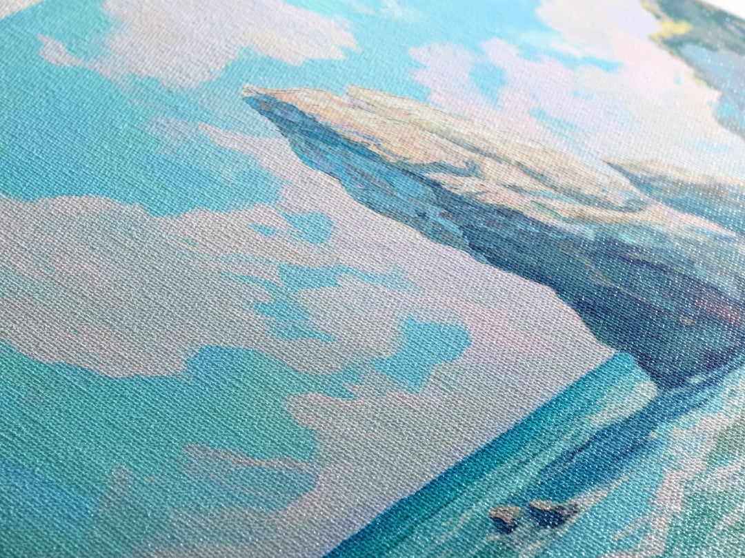 Coastal Rock Formations, beach painting, framed canvas print, coastal wall art, nautical decor, seascape painting, extra wide art