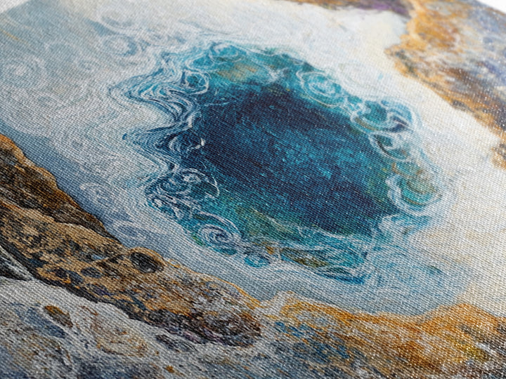 Ocean Abyss, oyster painting, abstract coastal art, framed canvas print, nautical wall art, extra wide art, blue wall art