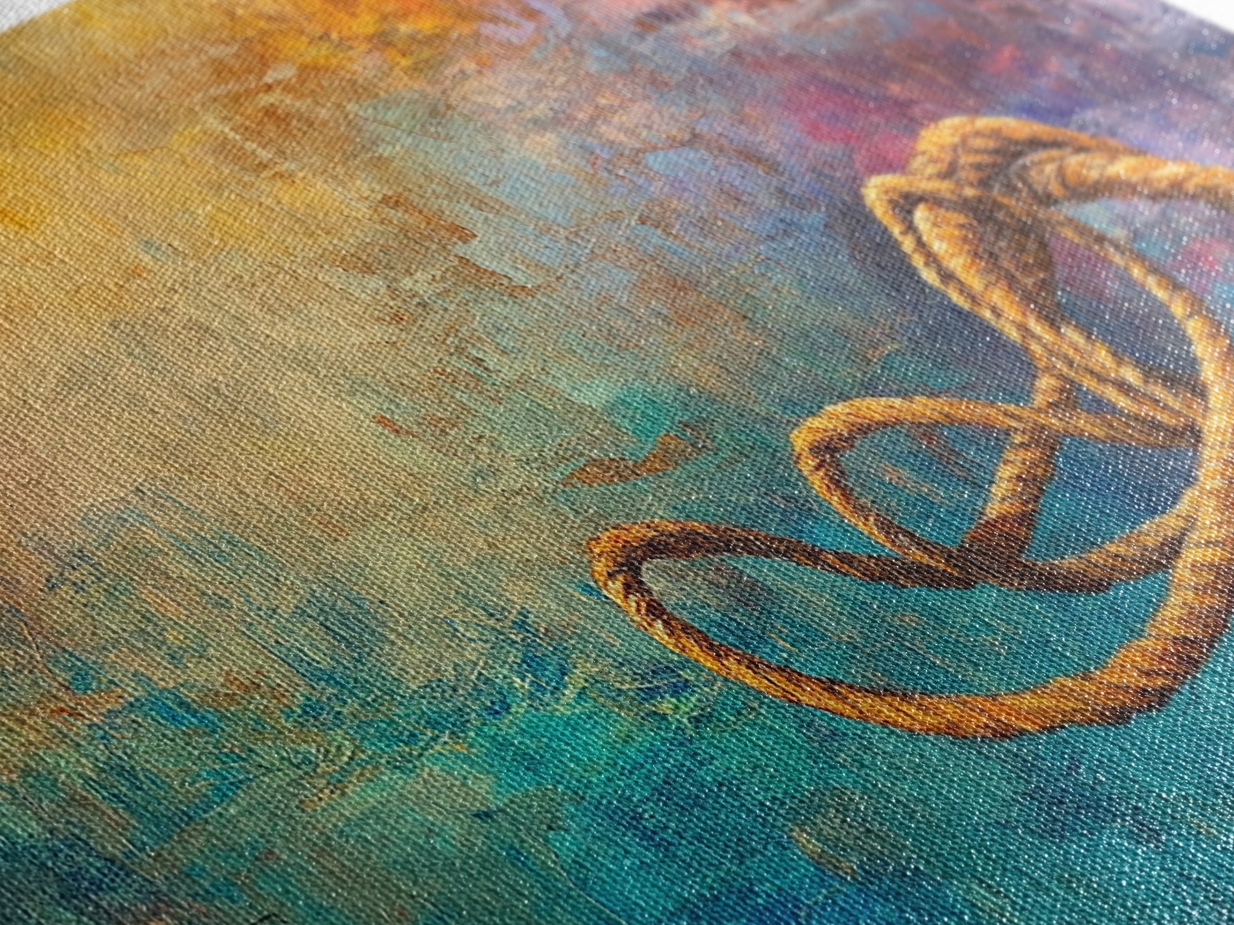 Abstract Rope, warm tones, infinity knot, rustic decor, textured art, extra wide art, Framed Canvas Print, nautical painting