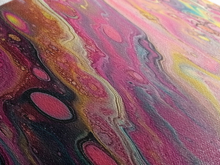 Pink Abstract, fluid art, cosmic energy, modern painting, blotter art, moody wall art, extra wide art, Framed Canvas Print, therapy art