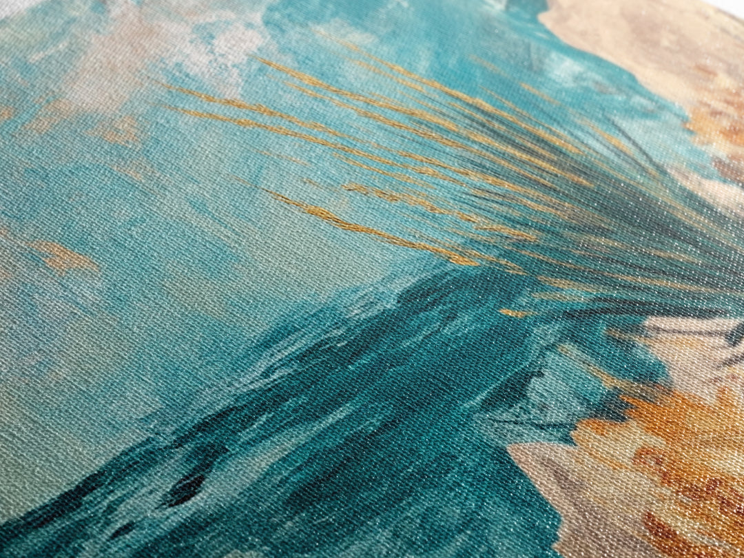 Coastal Desert Painting, agave painting, southwest wall art, Joshua tree art, coastal landscape art, Framed Canvas Print