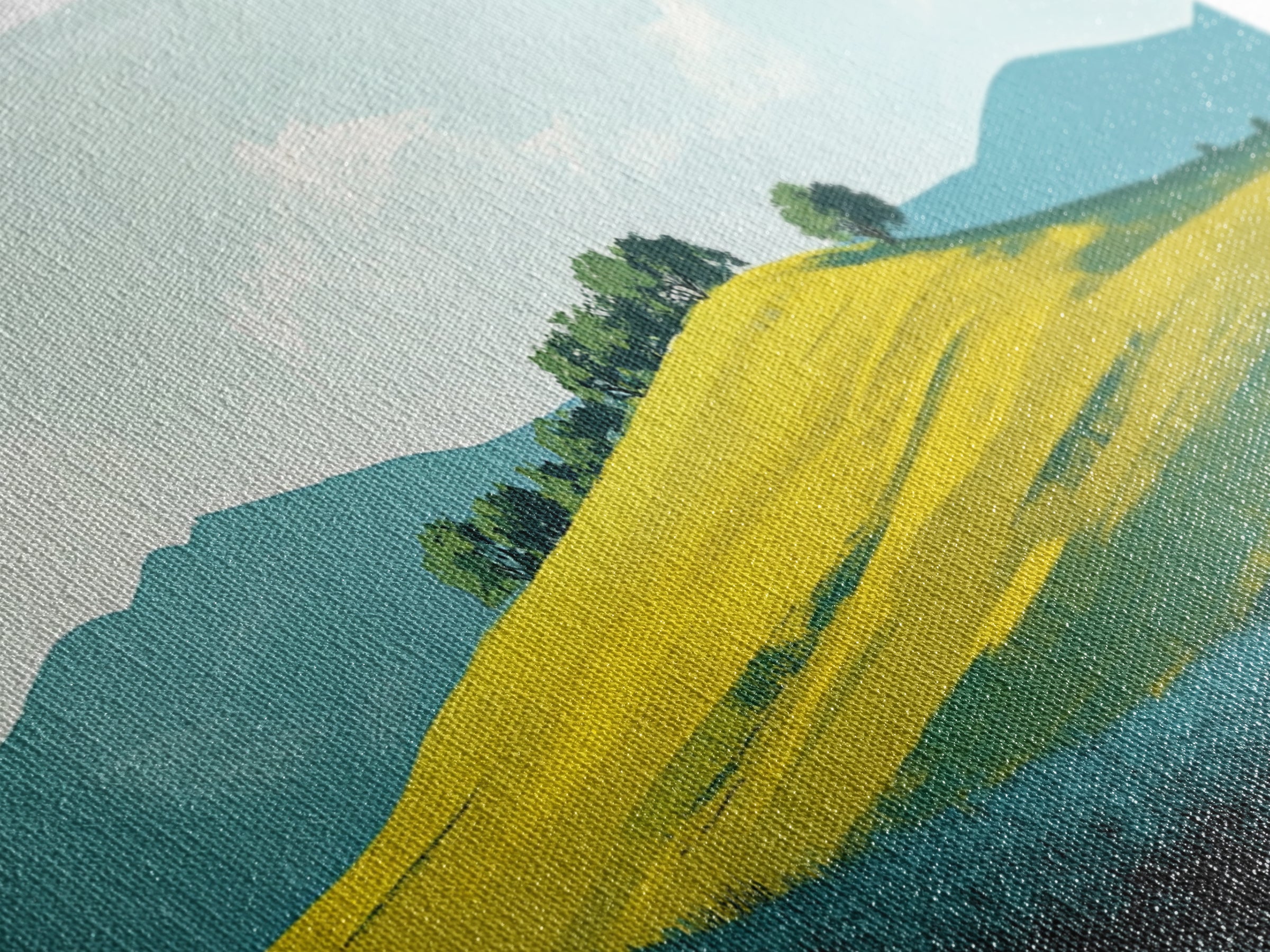 Rolling Hills Landscape, mountain painting, green wall art, countryside art, above couch art, farmhouse art, Canvas Print