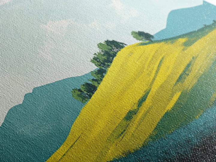 Rolling Hills Landscape, mountain painting, green wall art, countryside art, above couch art, farmhouse art, Canvas Print