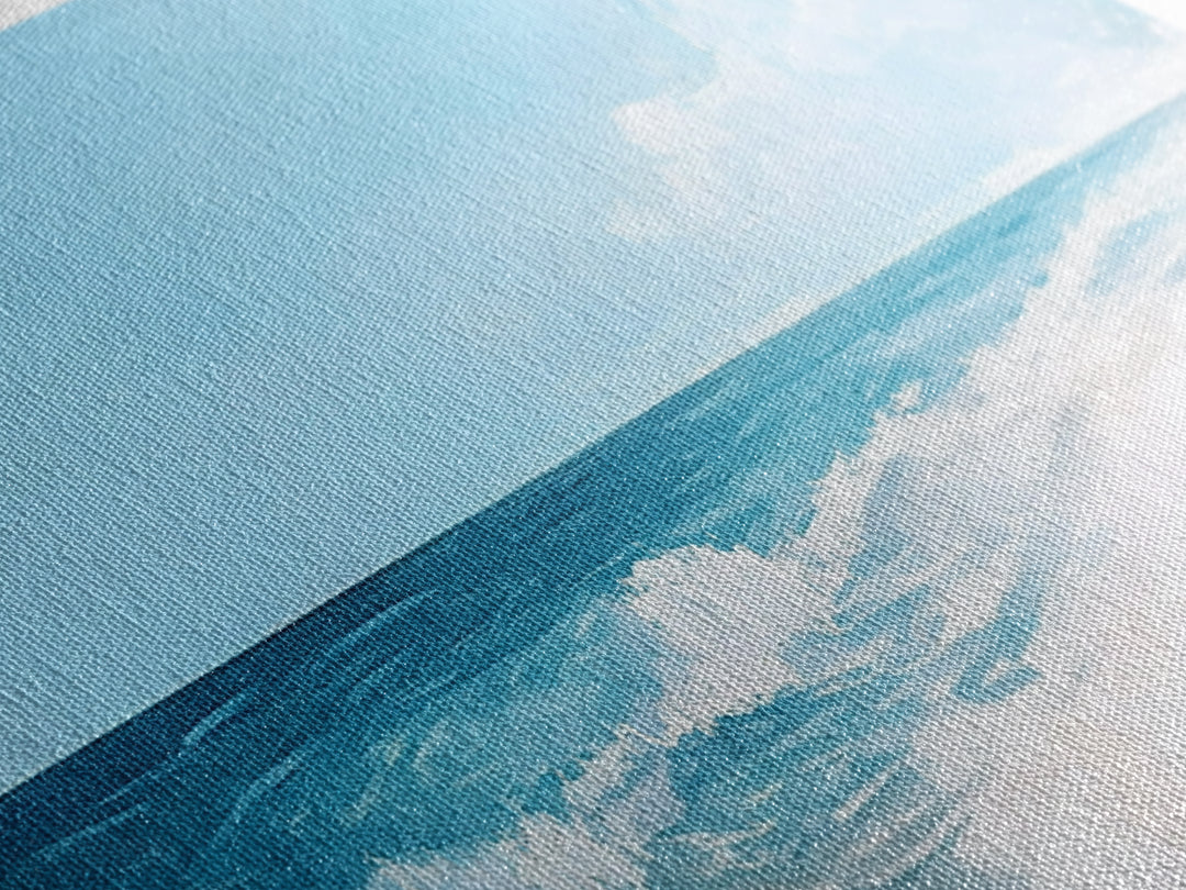 Ocean Beach Painting, seascape painting, coastal wall art, nautical decor, beach house art, panoramic painting, Canvas Print