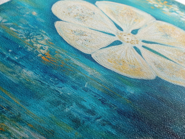 Abstract Floral, Botanical Prints, Coastal Landscape Art, Wabi Sabi Art, Framed Canvas Print, Extra Wide Art, Blue and Gold Wall Art