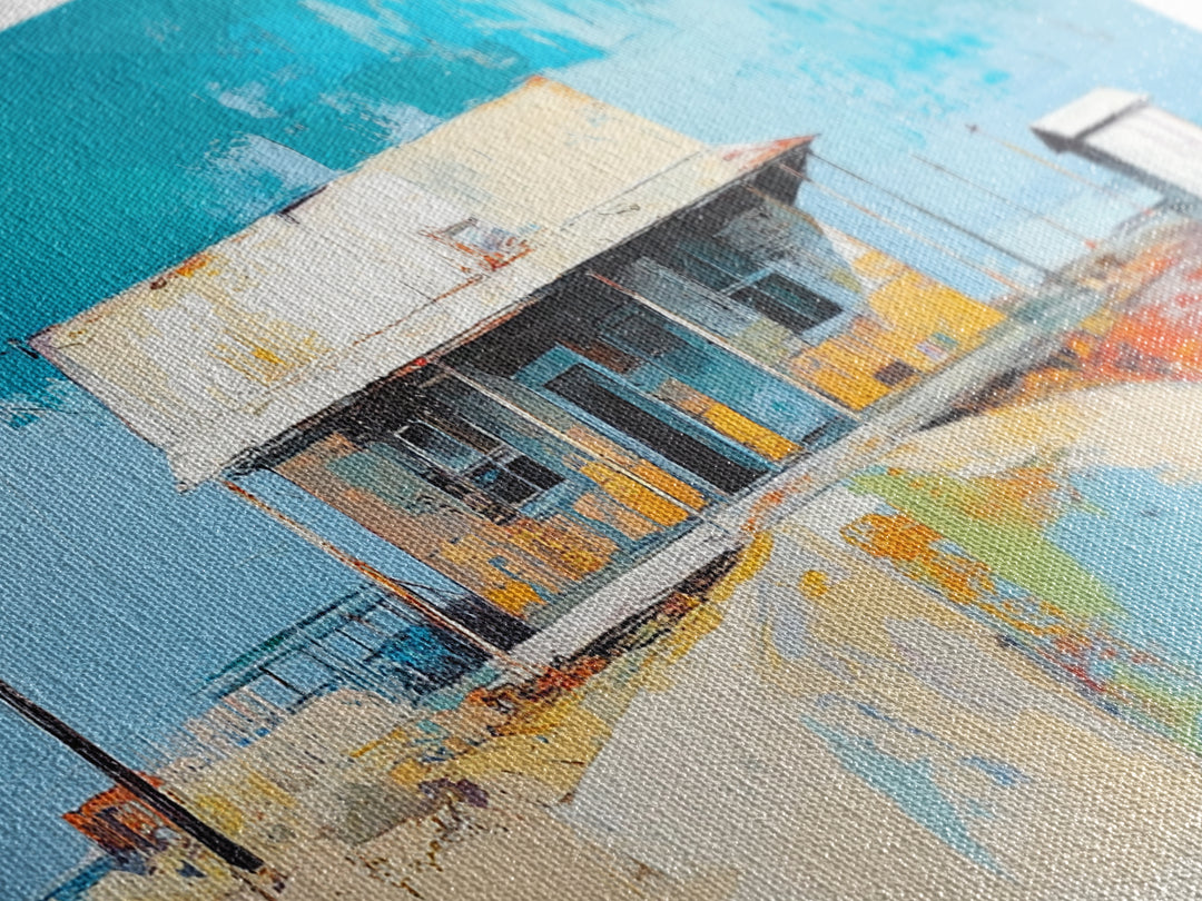 Desert House Art, southwest wall art, rustic decor, boho art, farmhouse art, coastal painting, framed canvas print