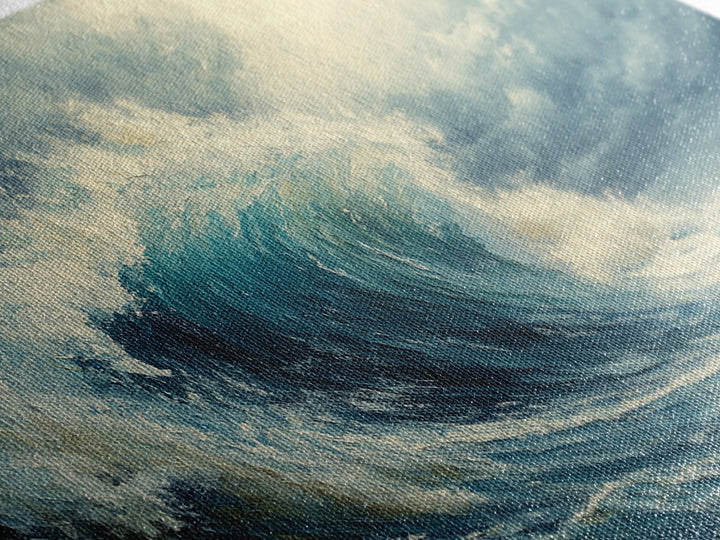 Ocean Wave, Stormy Sea, Coastal Art, Seascape Painting, Nautical Decor, Extra Wide Art, Framed Canvas Print, Living Room Art