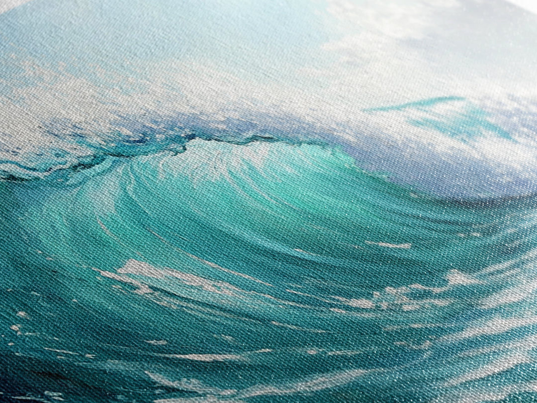 Ocean Wave, seascape painting, surf wall art, nautical decor, blue and green wall art, coastal landscape art, Canvas Print
