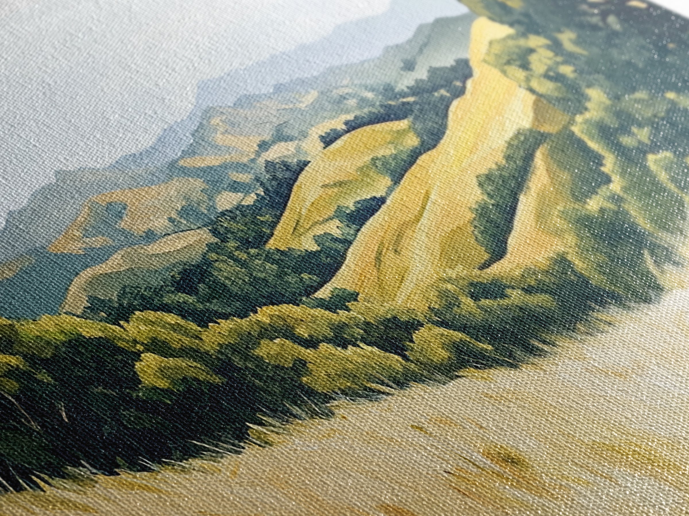 Rolling hills, countryside landscape, panoramic art, framed canvas print, rustic wall art, farmhouse art, sage green wall art