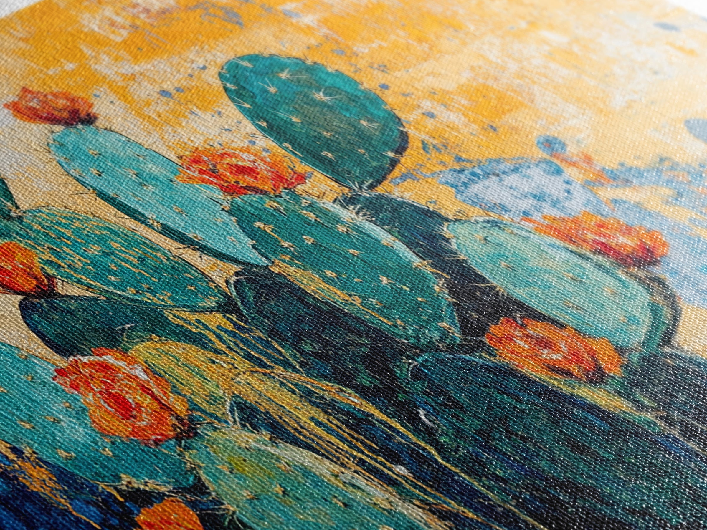 Cactus Painting, agave painting, southwest wall art, rustic decor, framed canvas print, desert painting, extra wide art, boho art