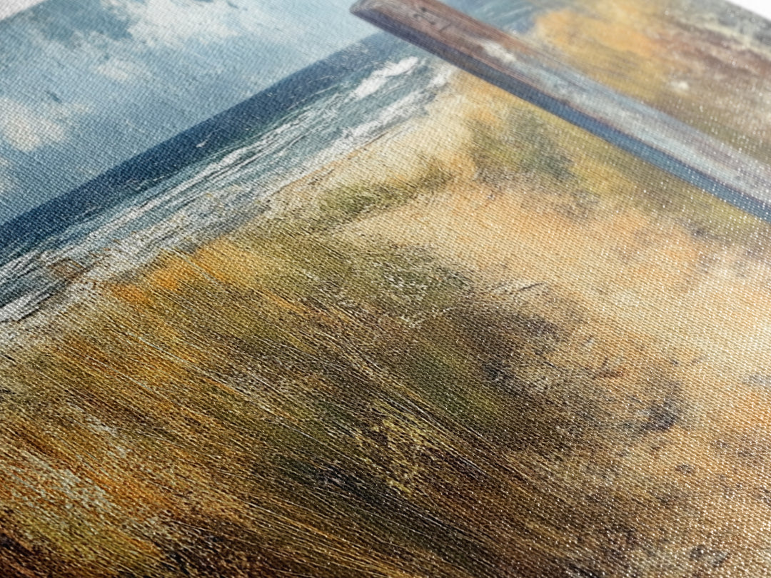 Coastal Pathway, coastal landscape art, nautical decor, seascape painting, coastal painting, beach house decor, Canvas Print