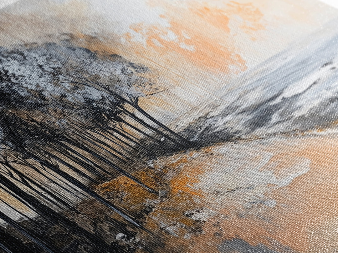 Coastal Landscape, Framed Canvas Print, beach painting, ocean wall art, panoramic painting, extra wide art, above sofa art