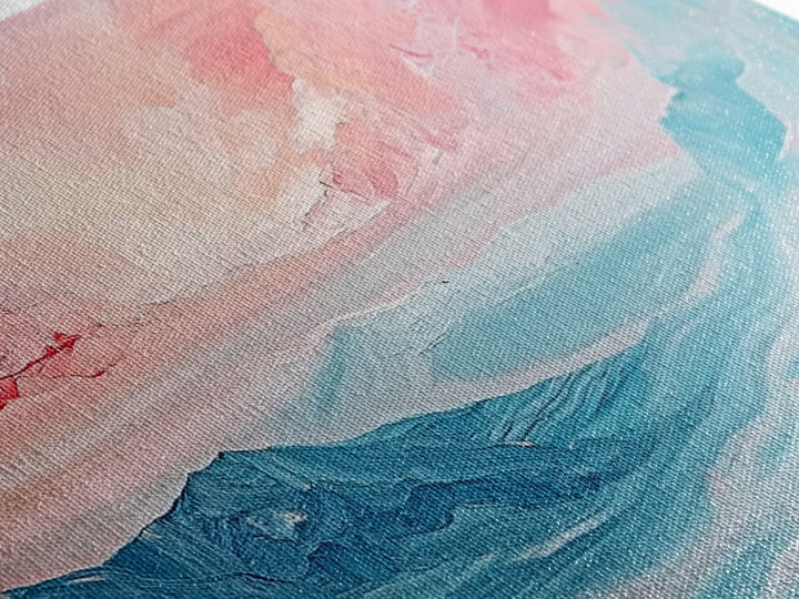 Abstract, pink blue, dreamy sky, Canvas Print, pink abstract art, landscape painting, soft color art, horizontal wall art