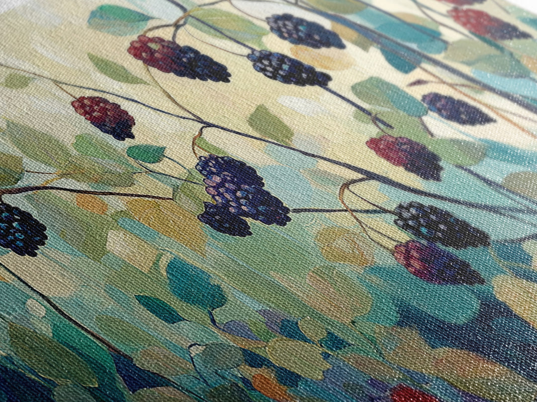 Blackberry, summer berries, Canvas Print, botanical prints, fruit of the spirit wall art, wildflower painting, kitchen art