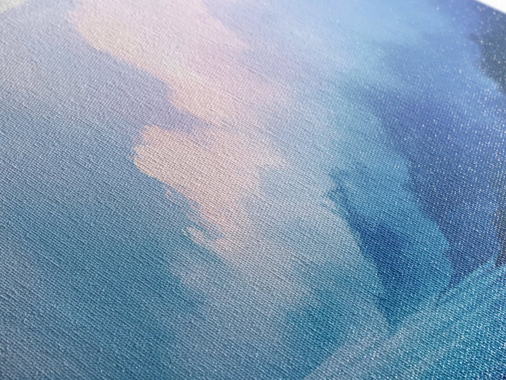 Blue Mountain Mist, Moody Landscape, Coastal Landscape Art, Minimalist Art, Extra Wide Art, Framed Canvas Print, Living Room Art