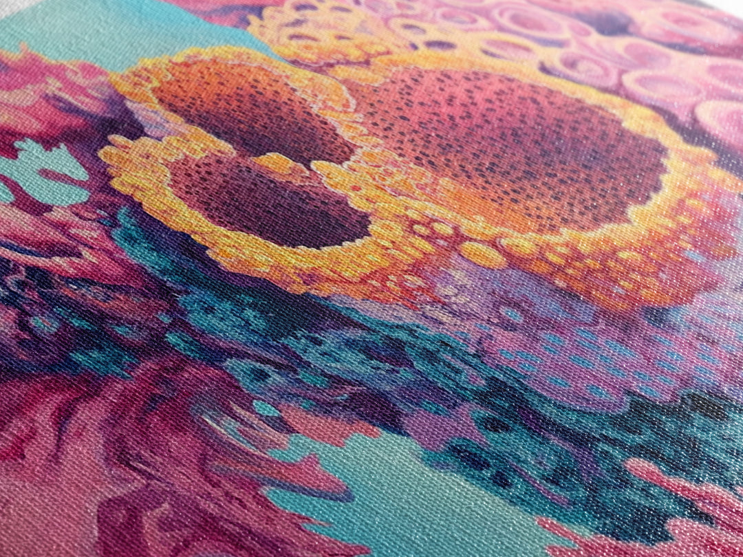 Abstract Coral, pink abstract art, ocean painting, marine life art, contemporary art, blue and green wall art, Canvas Print