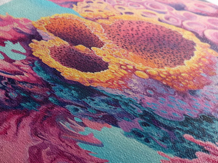 Abstract Coral, pink abstract art, ocean painting, marine life art, contemporary art, blue and green wall art, Canvas Print