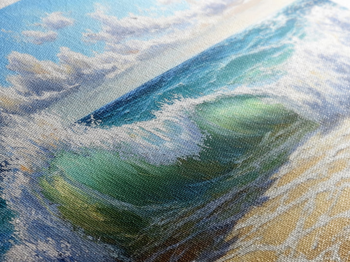 Beach Wave Painting, Coastal Landscape Art, Ocean Wall Art, Surf Wall Art, Nautical Decor, Seascape Art, Horizontal Wall Art, Canvas Print