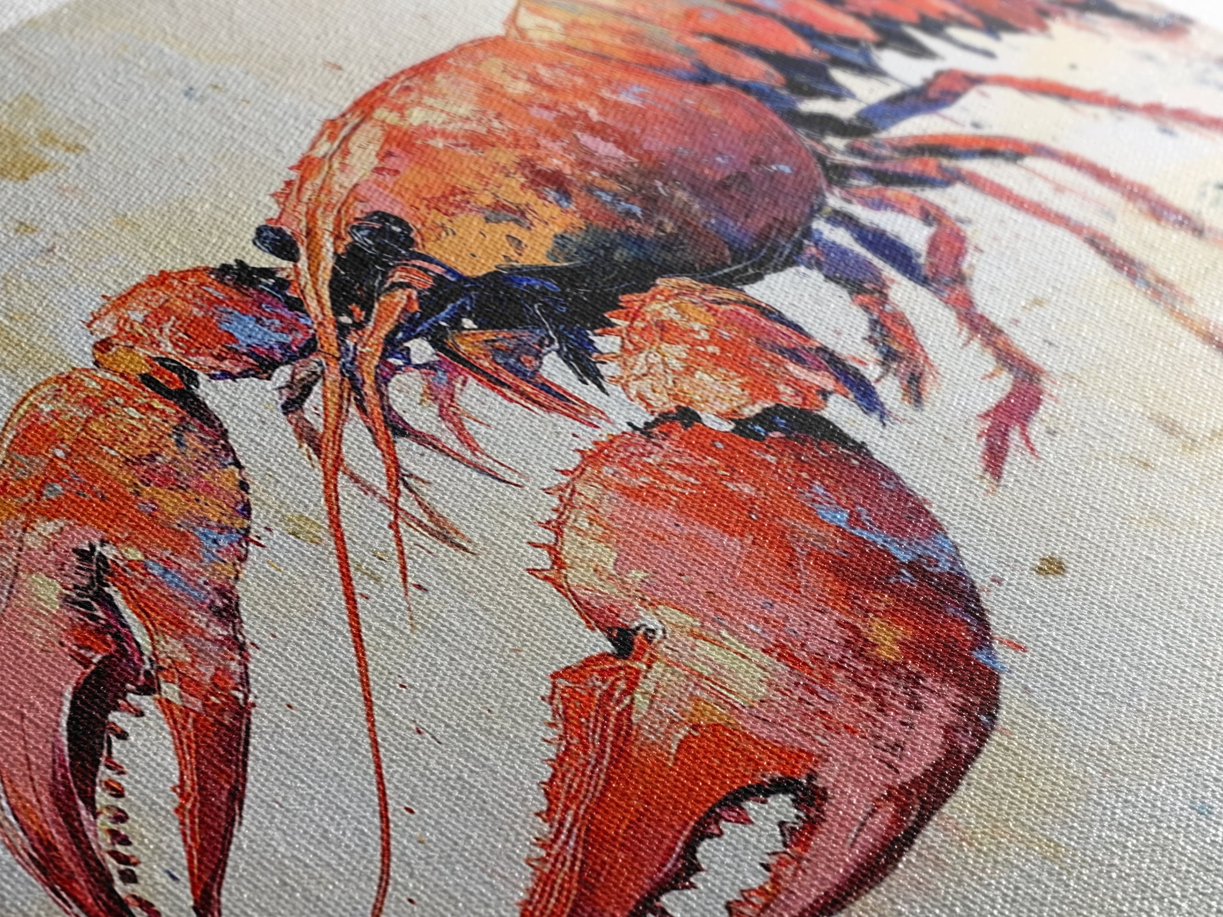 Crayfish Painting, Seafood Art, Rustic Wall Art, Coastal Kitchen Decor, Fishing Art, Nautical Decor, Long Narrow Wall Art, Canvas Print