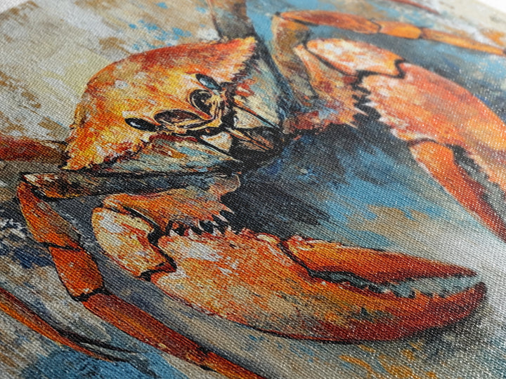 Crab Painting, Coastal Kitchen Art, Nautical Wall Art, Rustic Decor, Seafood Art, Maritime Art, Gift Idea for Him, Framed Canvas Print