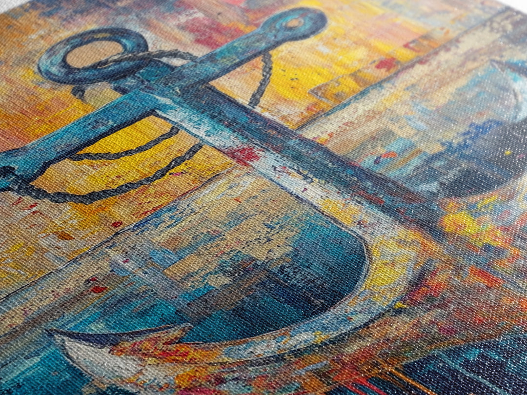 Nautical Anchor, Coastal Wall Art, Rustic Ocean Painting, Nautical Decor, Coastal Cowgirl Wall Art, Canvas Print, Gift Idea