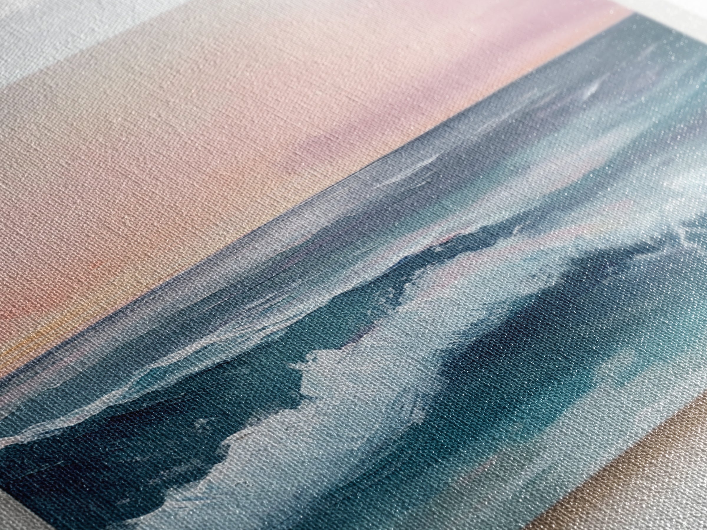 Ocean Sunset Waves, coastal decor, nautical painting, pink orange wall art, coastal landscape art, Canvas Print