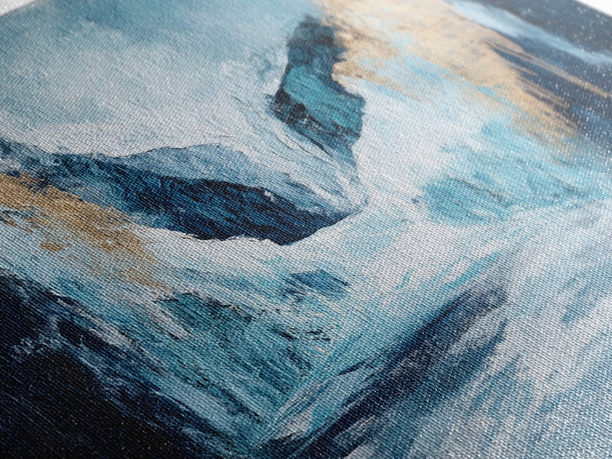 Abstract Glacier, wabi sabi art, zen wall art, blue and green wall art, minimalist art, Framed Canvas Print