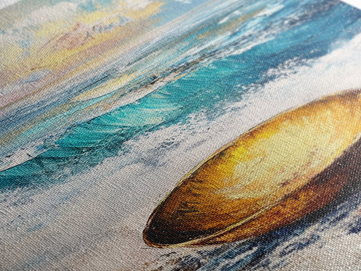 Ocean and Golden Bowl, coastal decor, nautical wall art, rustic wall art, abstract painting, seascape painting, Canvas Print