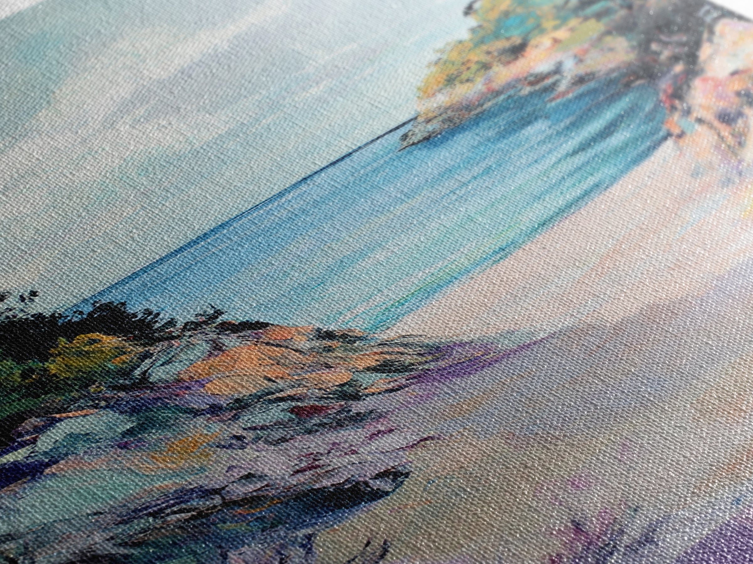 Coastal Cliff Path, coastal wall art, beach house decor, landscape painting, tropical wall art, Hawaii art, Canvas Print