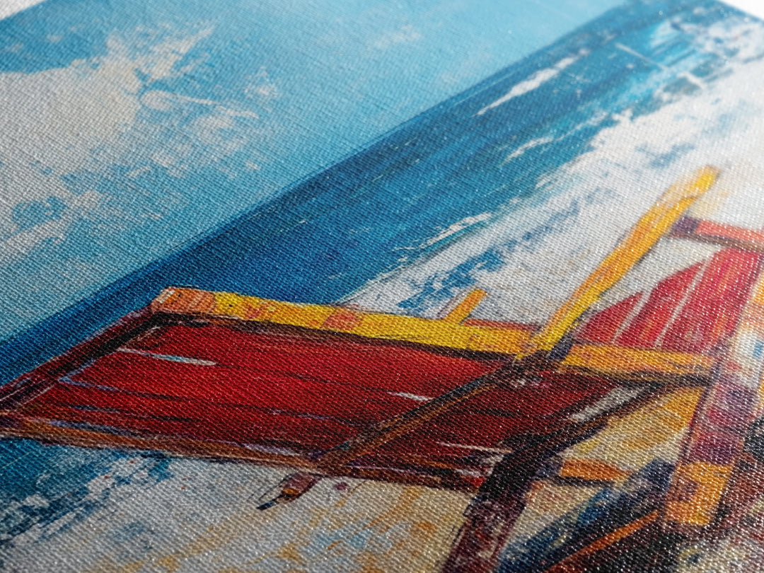 Beach Chair, Coastal Decor, Nautical Painting, Seascape Art, Ocean Wall Art, Coastal Landscape Art, Canvas Print, Gift Idea