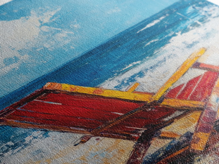 Beach Chair, Coastal Decor, Nautical Painting, Seascape Art, Ocean Wall Art, Coastal Landscape Art, Canvas Print, Gift Idea