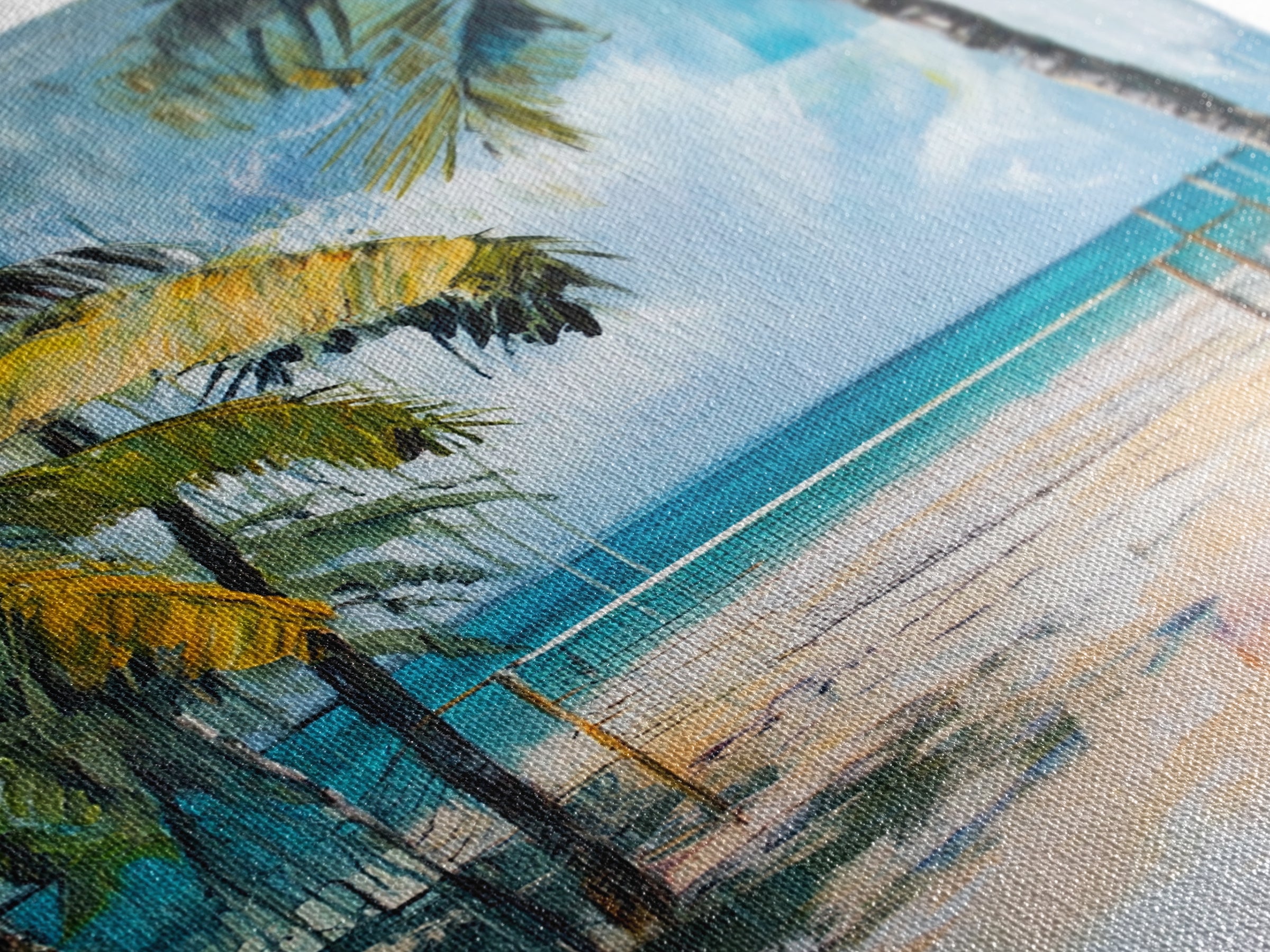 Beach Volleyball, Palm Tree Art, Nautical Painting, Coastal Wall Art, Ocean Art, Seascape Art, Canvas Print, Guest Room Art