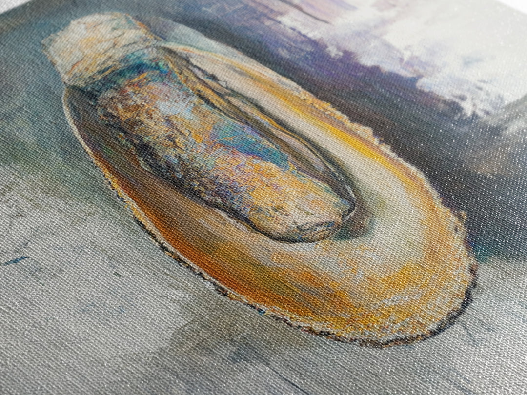 Abstract Oyster, oyster painting, oyster shell painting, coastal wall art, wabi sabi art, neutral wall art, canvas print, home decor