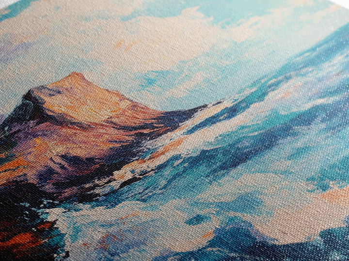 Coastal Cliffs, Seascape Painting, Ocean Waves, Canvas Print, Nautical Wall Art, Coastal Decor, Beach Art, Living Room Art