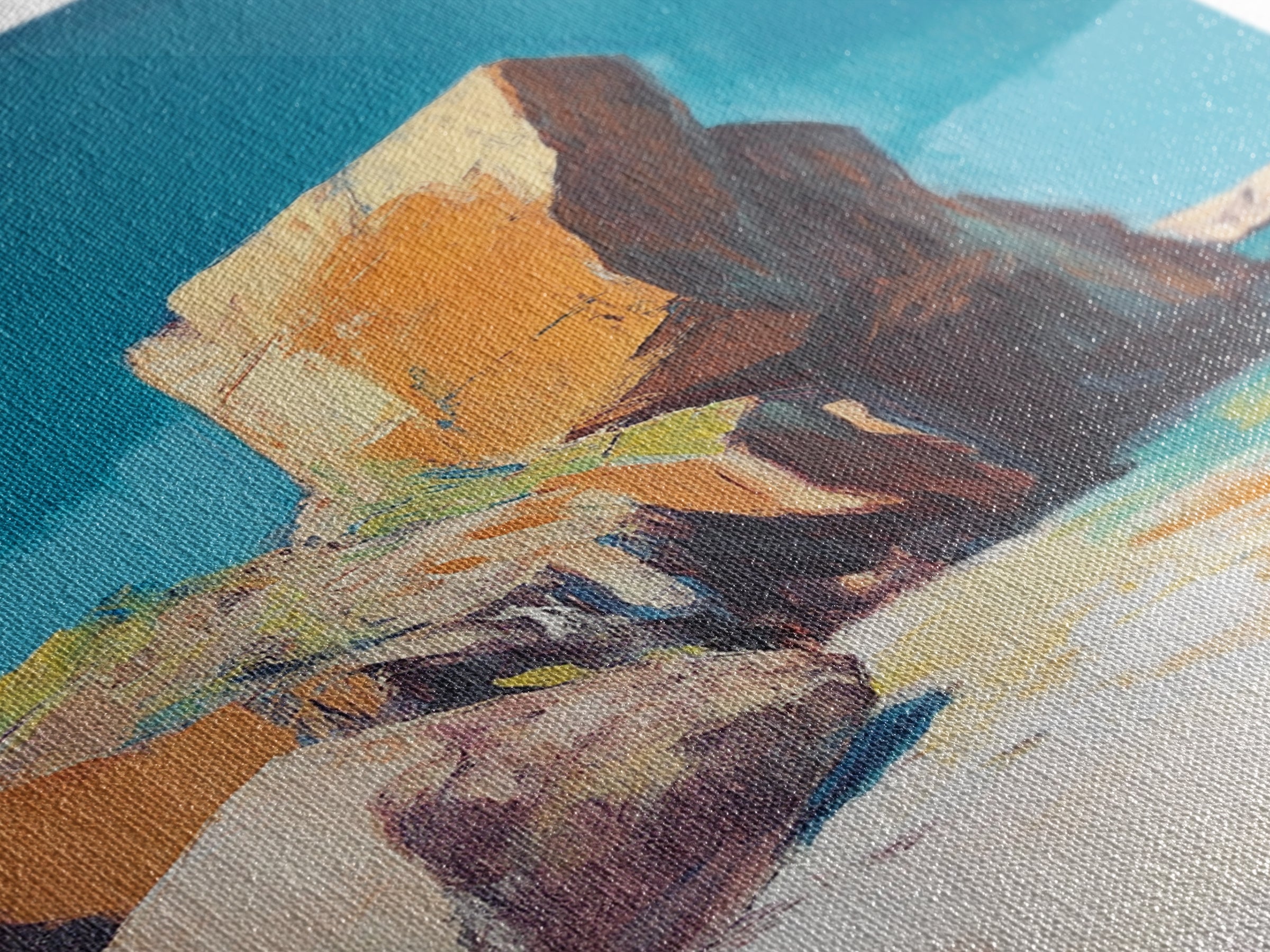 Coastal Rock, Seascape Painting, Canvas Print, Nautical Wall Art, Coastal Decor, Beach Art, Ocean Landscape, Gift Idea, Living Room Art