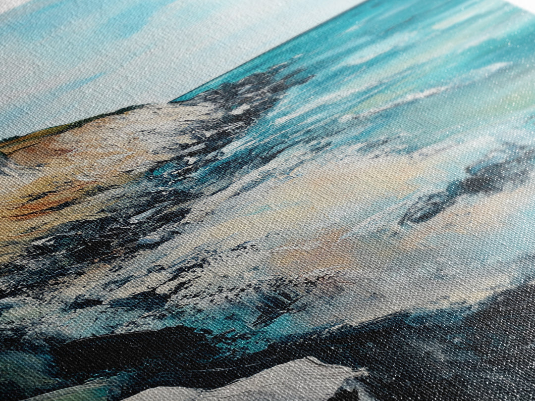 Cliffside View, Ocean Painting, Canvas Print, Coastal Wall Art, Nautical Decor, Seascape Art, Rustic Art, Gift Idea, Above Bed Art