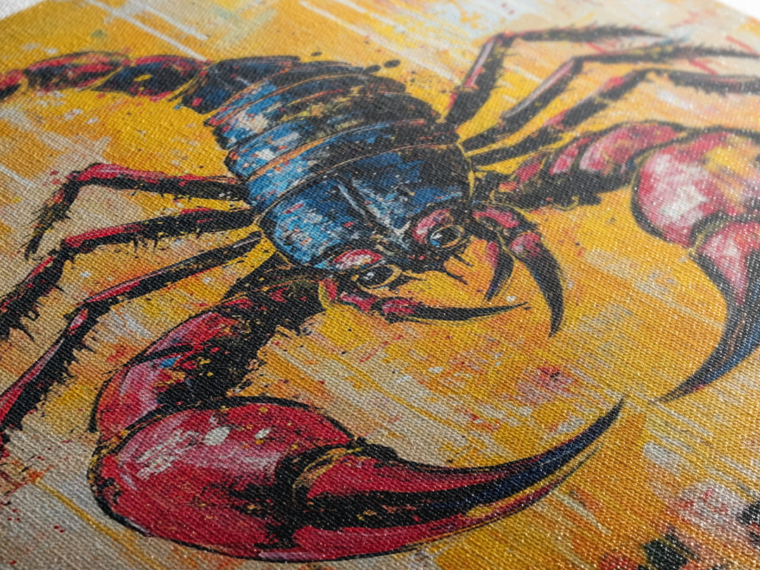 Bold Scorpion Framed Canvas Print Fierce Animal Wall Art, Yellow and Red Painting, Statement Office Decor, Wildlife Art Lovers Gift