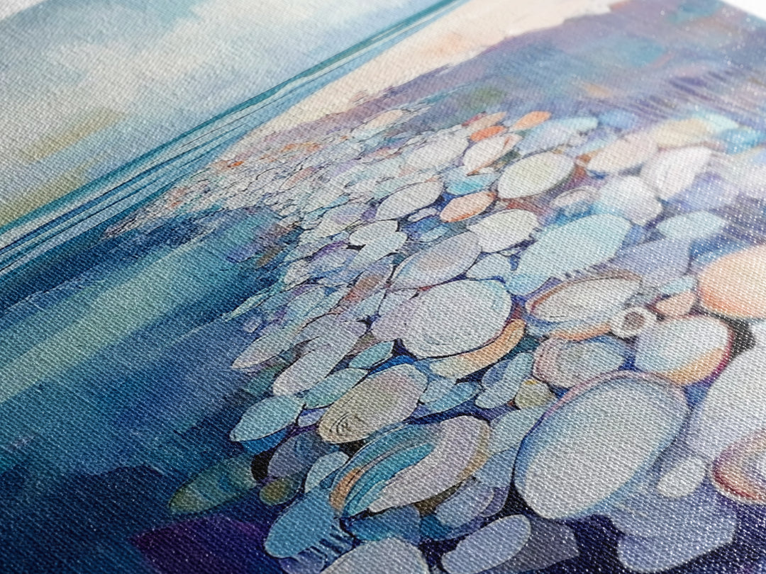 Coastal Shell Path Framed Canvas Print Beach House Decor, Nautical Ocean Art, Seaside Aesthetic, Living Room Coastal Wall Art