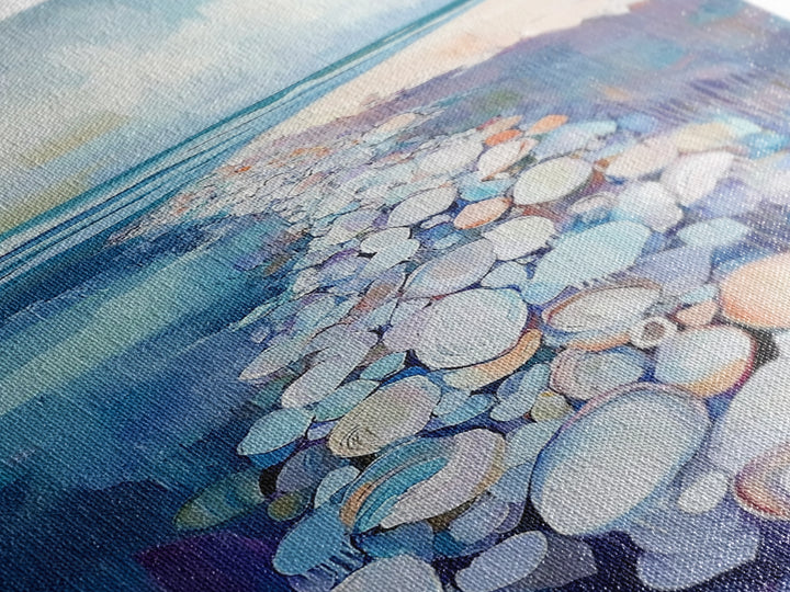 Coastal Shell Path Framed Canvas Print Beach House Decor, Nautical Ocean Art, Seaside Aesthetic, Living Room Coastal Wall Art