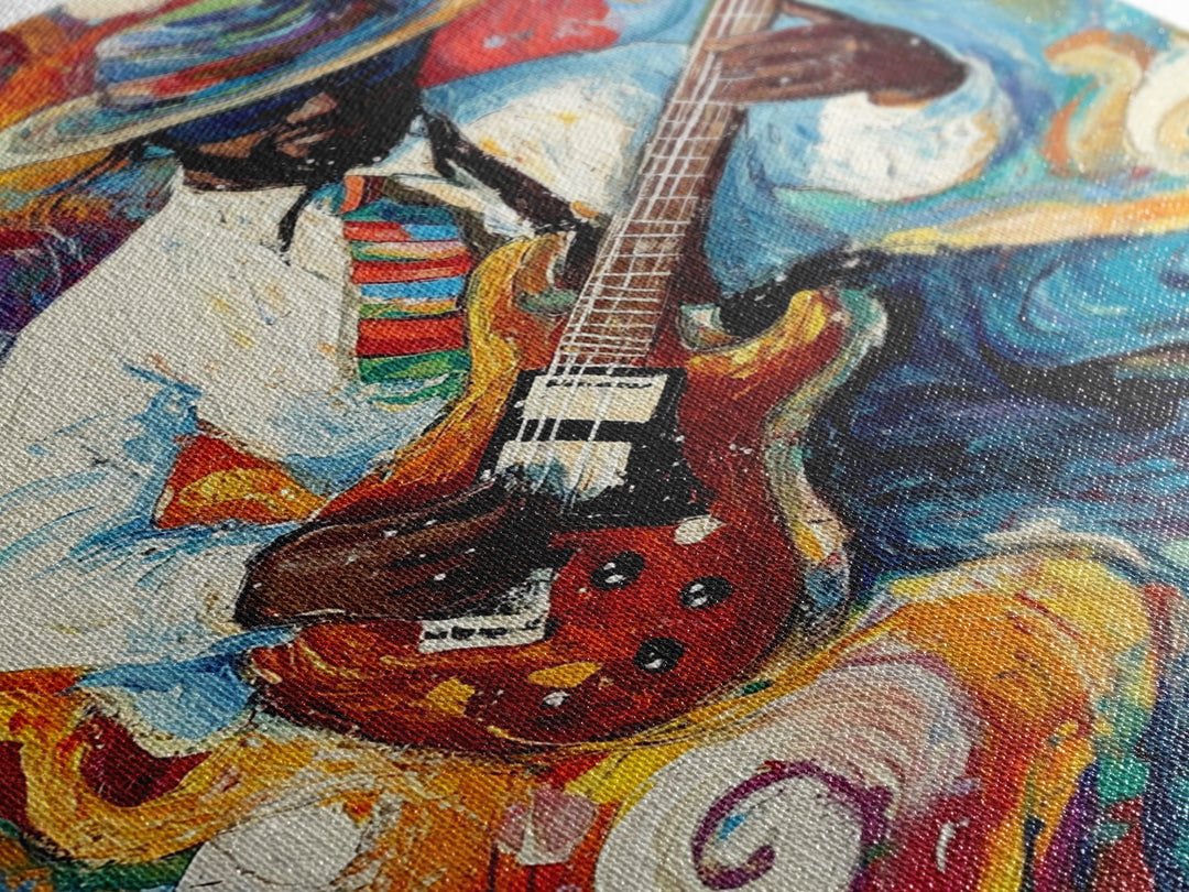 Abstract Jazz Musician Framed Canvas Print, Colorful Jazz Art, Music Wall Art, Living Room Art, Vibrant Musician Painting, Eclectic Art