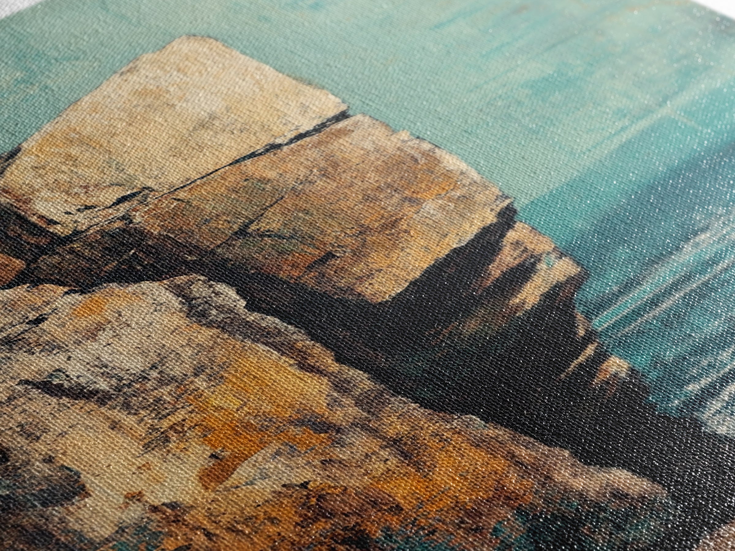 Cliffside Ocean View Canvas Print, Coastal Wall Art, Beach Landscape Painting, Seascape Art, Nautical Home Decor, Large Wall Art