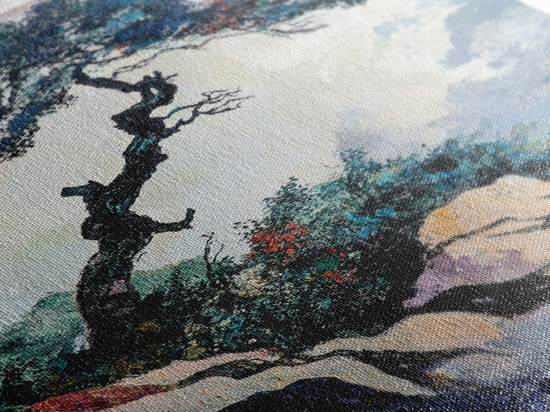 Bonsai Tree Canvas Print Japanese Zen Wall Art Serene Landscape Painting Minimalist Nature Decor Tranquil Home Aesthetic Meditative Artwork