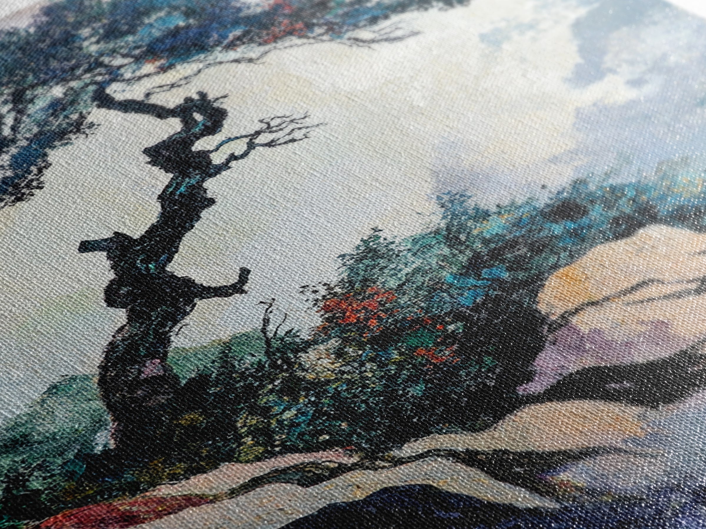 Bonsai Tree Canvas Print Japanese Zen Wall Art Serene Landscape Painting Minimalist Nature Decor Tranquil Home Aesthetic Meditative Artwork