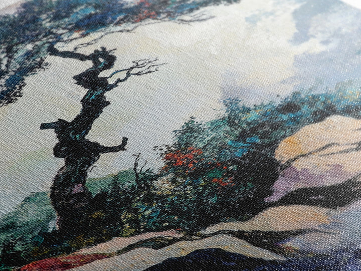 Bonsai Tree Canvas Print Japanese Zen Wall Art Serene Landscape Painting Minimalist Nature Decor Tranquil Home Aesthetic Meditative Artwork