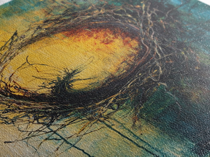 Rustic Bird Nest Canvas Print Minimalist Nature Wall Art Farmhouse Home Decor Moody Artwork Cozy Living Room Art Gift Under 50