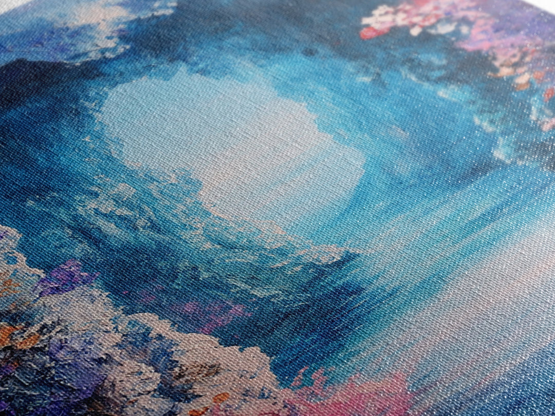 Dreamy Ocean Cave Canvas Print Fantasy Seascape Wall Art Mystical Nature Painting Boho Decor Beach Home Artwork Gift Under 100