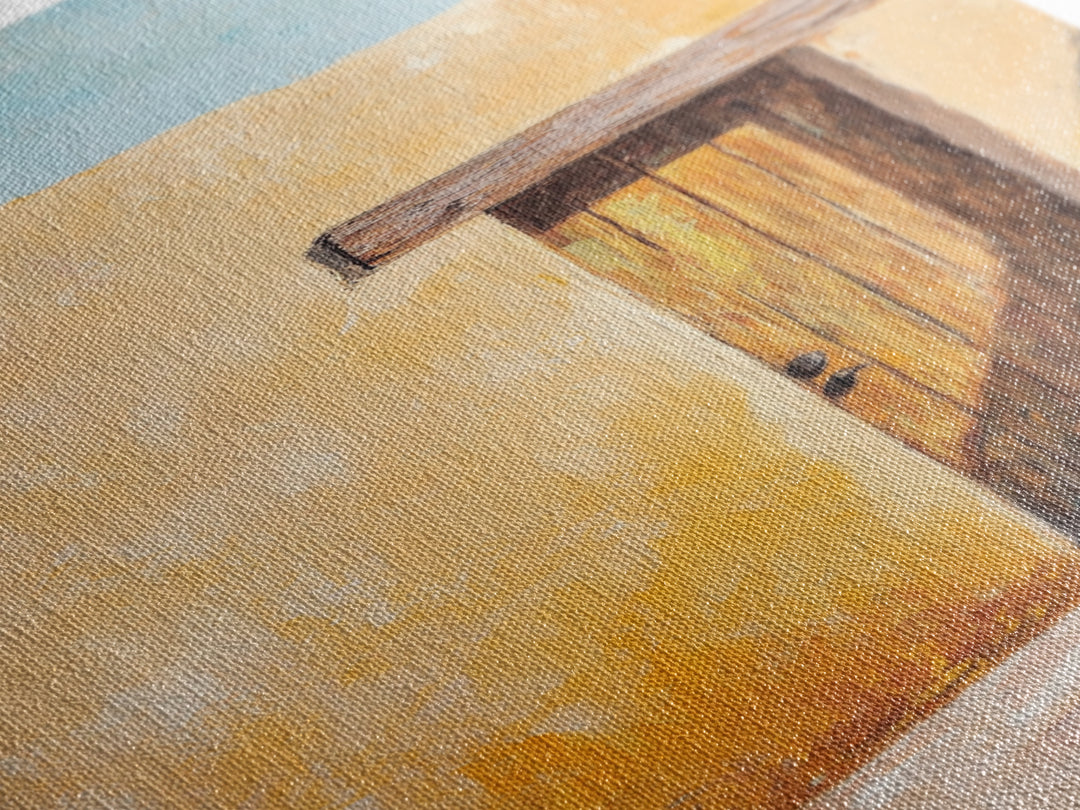 Rustic Adobe Door Framed Canvas Print Southwest Wall Art Desert Home Decor Bohemian Aesthetic Living Room Entryway Accent