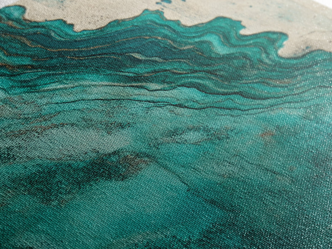Abstract Turquoise Waves Canvas Print | Modern Wall Art | Fluid Acrylic Painting | Contemporary Home Decor | Office Art